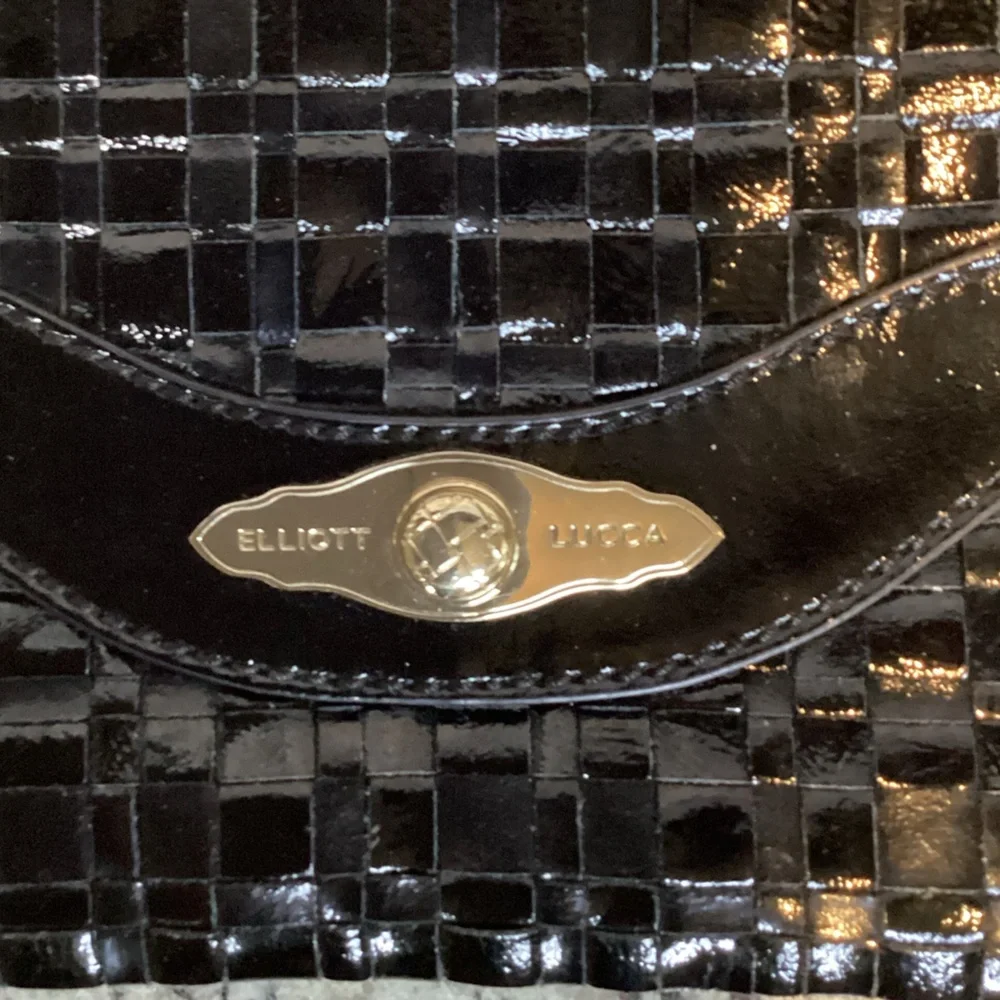 Elliot Lucca Black Leather Weave Bag